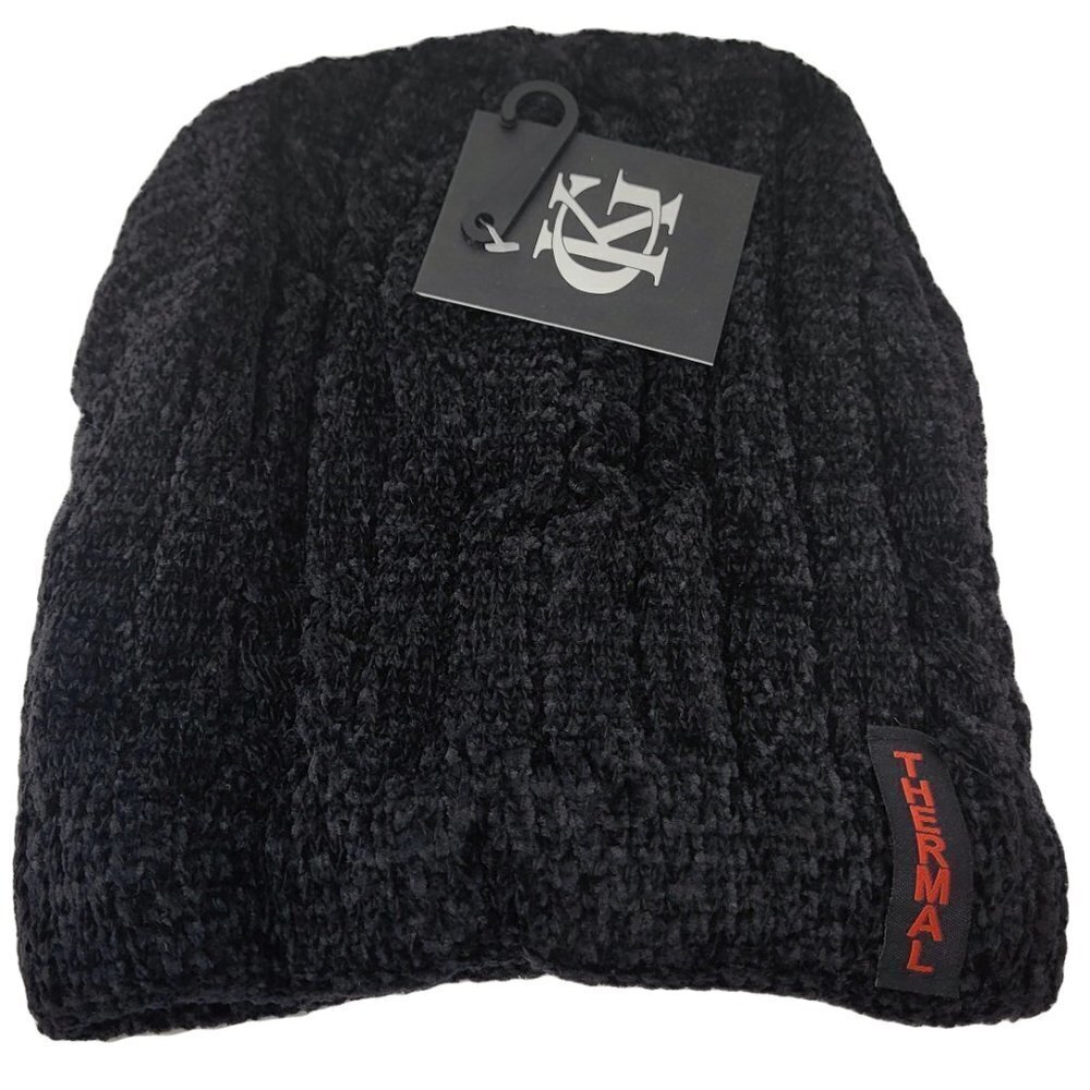 NEW Women's Beanie Hat Cap Solid Plain Knit Ski Skull Cuff Warm Winter - Black
